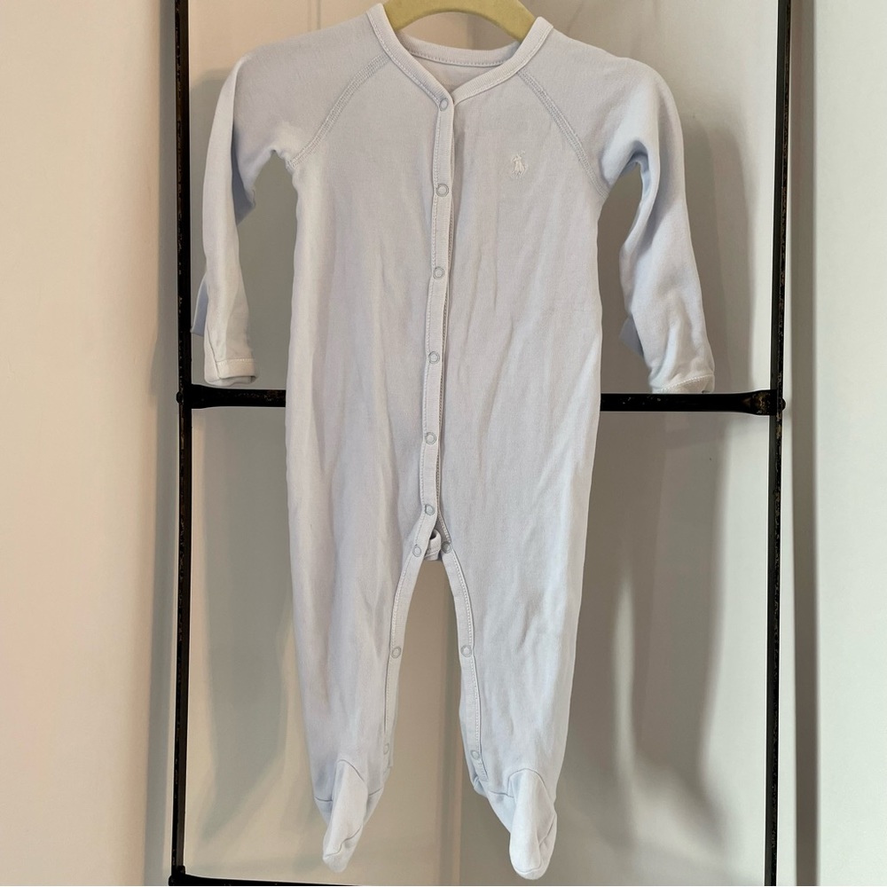 Polo Pale Blue Footie Pajamas 9 months